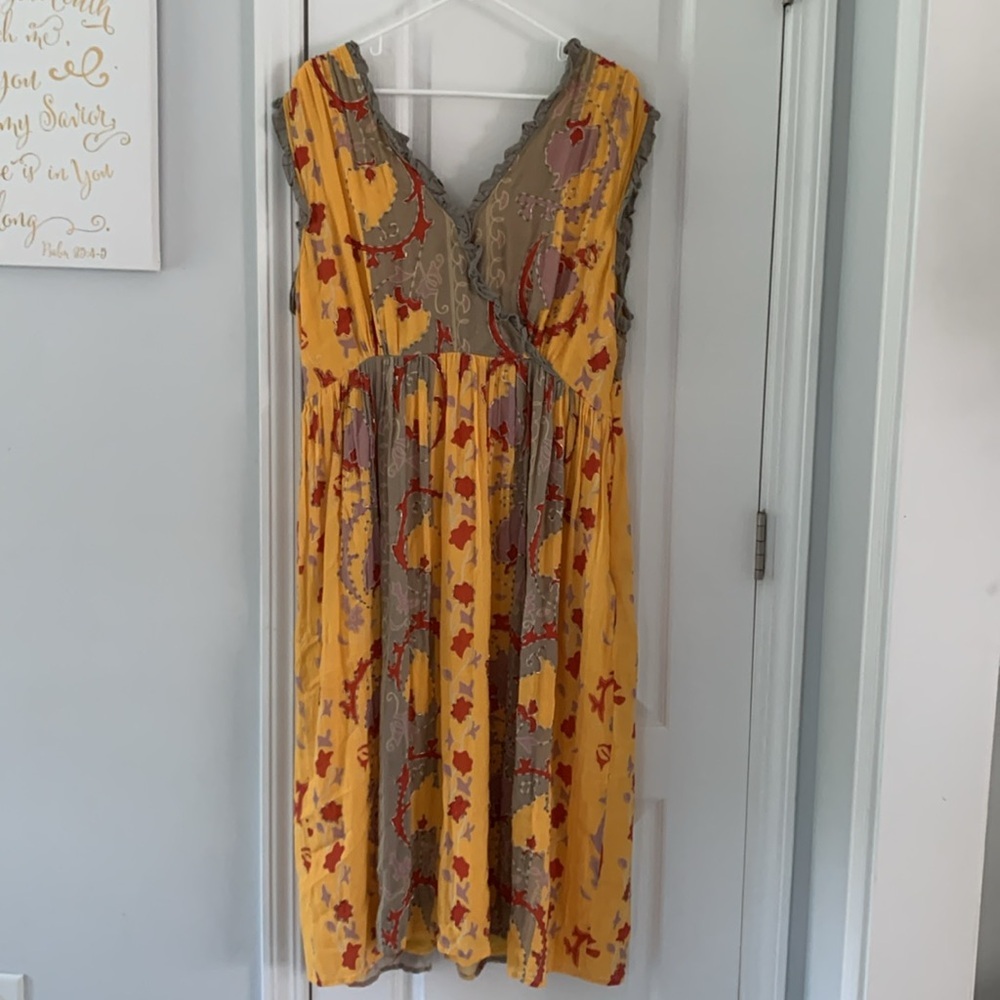 Anthroologie Let Me Be Beaded‎ Maxi Dress Boho Bohemian, size X-LARGE yellow - Picture 7 of 16